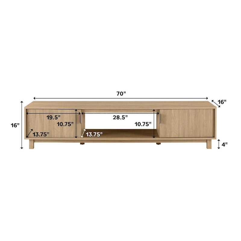 Modern 70-inch Fluted-Door TV Stand