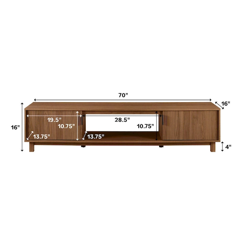 Modern 70-inch Fluted-Door TV Stand