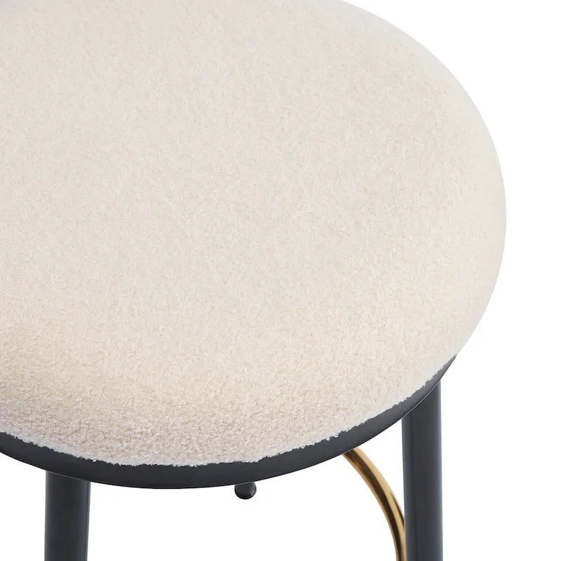 Modern Upholstered 24.75-Inch Round Backless Counter Stools with Iron Frame (Set of 4)
