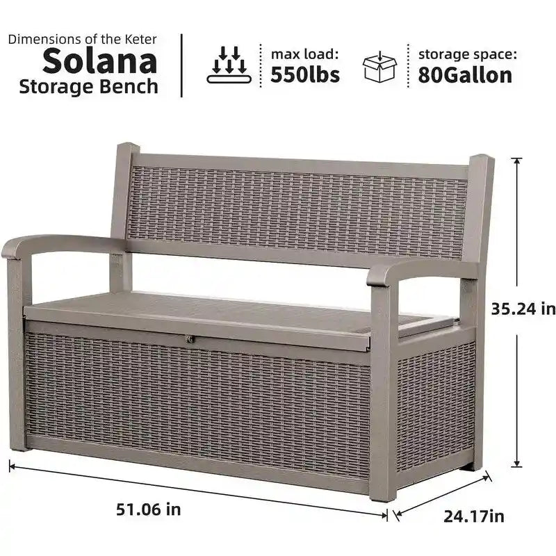 All-Weather Resin Storage Bench with Lockable Compartment - 500 lbs, 70-Gallon