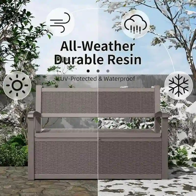 All-Weather Resin Storage Bench with Lockable Compartment - 500 lbs, 70-Gallon
