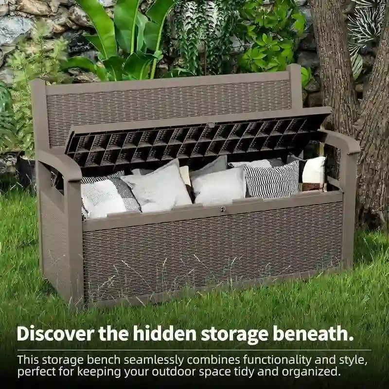 All-Weather Resin Storage Bench with Lockable Compartment - 500 lbs, 70-Gallon