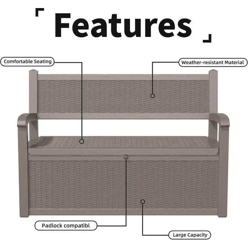 All-Weather Resin Storage Bench with Lockable Compartment - 500 lbs, 70-Gallon