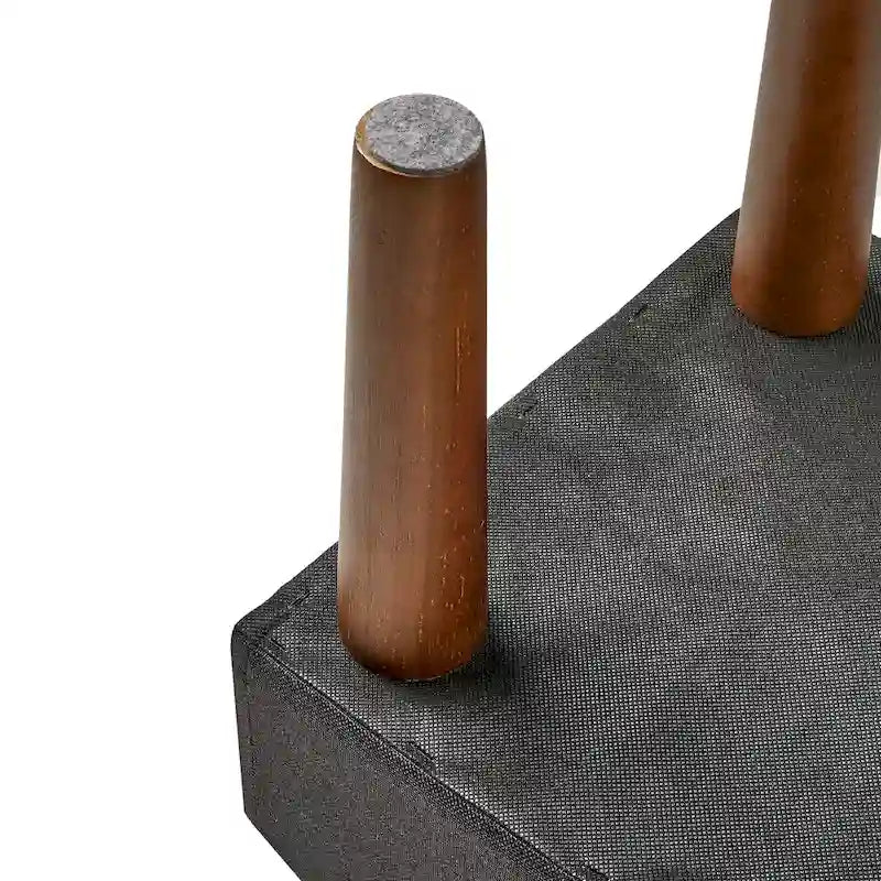 Small Foot Stool Ottoman, Linen Upholstered Footrest with Wood Legs (Set of 2)