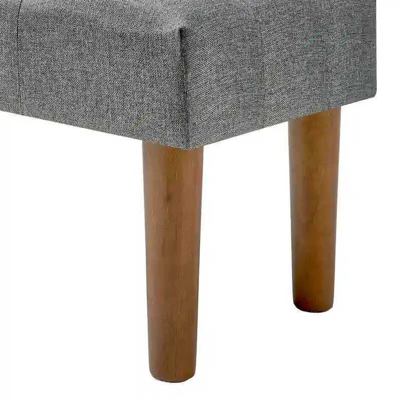 Small Foot Stool Ottoman, Linen Upholstered Footrest with Wood Legs (Set of 2)