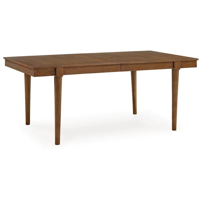Dining Table, Tapered Legs, Extendable 74-92 Inch Brown Hardwood
