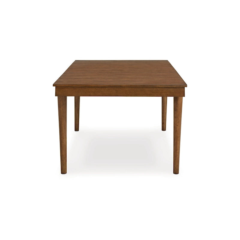 Dining Table, Tapered Legs, Extendable 74-92 Inch Brown Hardwood