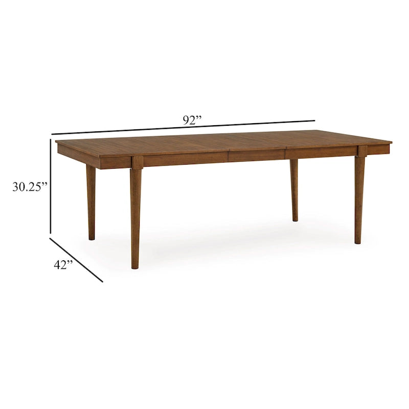Dining Table, Tapered Legs, Extendable 74-92 Inch Brown Hardwood