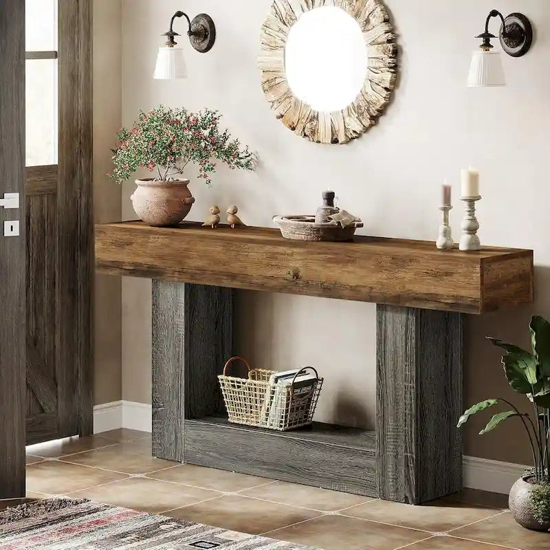 2-Tier Entryway Table for Living Room, Hallway & Foyer