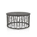 Modern Round Coffee Table with Marble Top & Decorative Iron Base