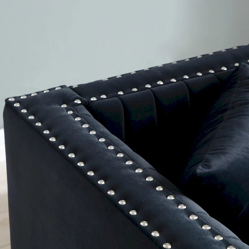 Vertical Channel Tufted Velvet Sofa Loveseat