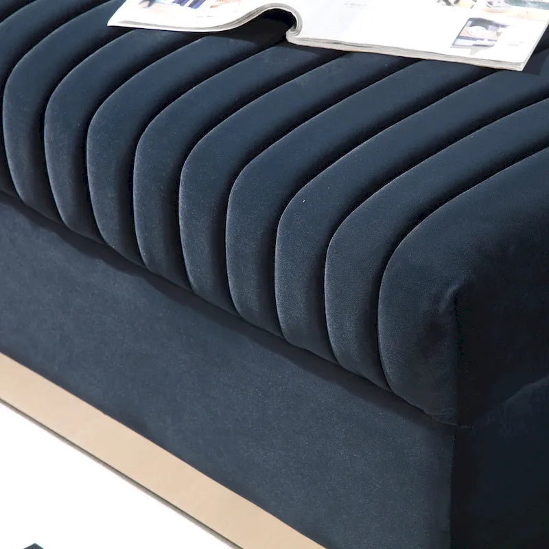 Vertical Channel Tufted Velvet Sofa Loveseat