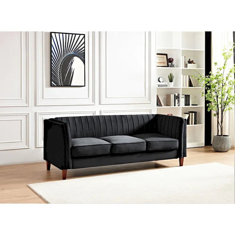 Channel Tufted Velvet Sofa
