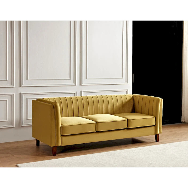 Channel Tufted Velvet Sofa