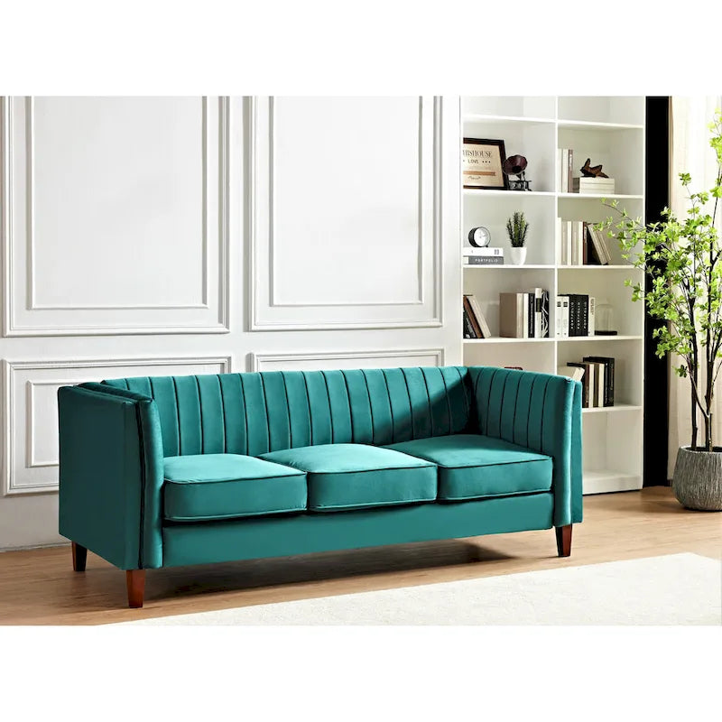 Channel Tufted Velvet Sofa
