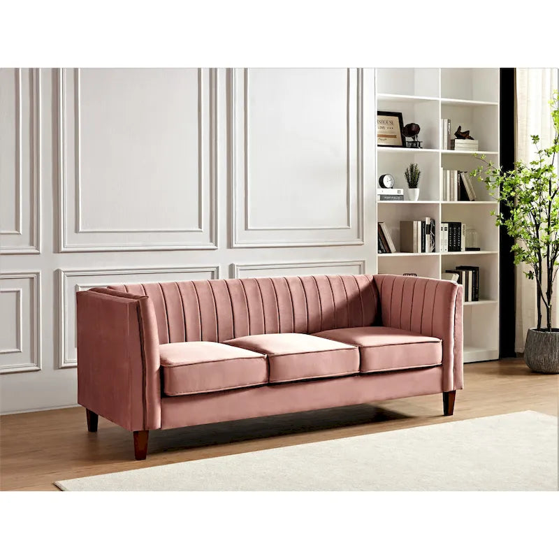Channel Tufted Velvet Sofa