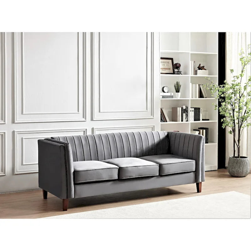 Channel Tufted Velvet Sofa