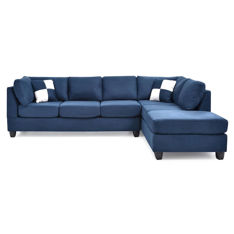 Malone 111 in. Suede 4-Seater Sectional Sofa with 2-Throw Pillow - 111L x 78W x 34H