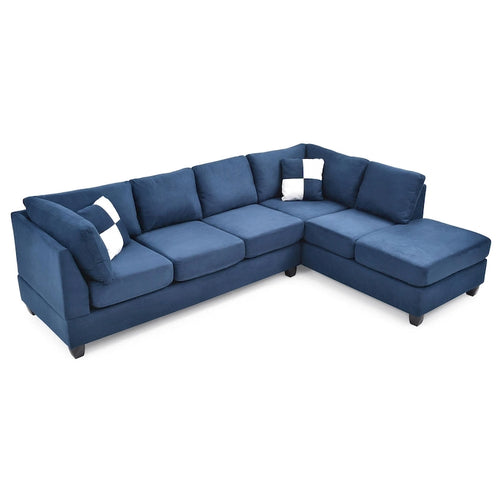 111 in. Suede 4-Seater Sectional Sofa with 2 Throw Pillows