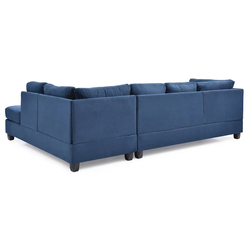 111 in. Suede 4-Seater Sectional Sofa with 2 Throw Pillows