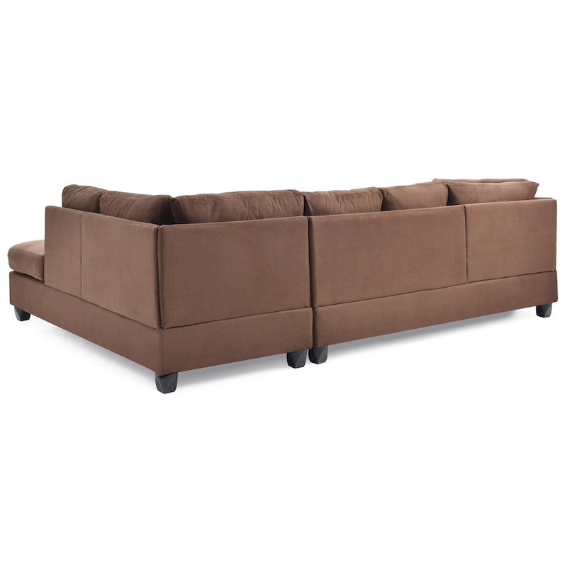111 in. Suede 4-Seater Sectional Sofa with 2 Throw Pillows