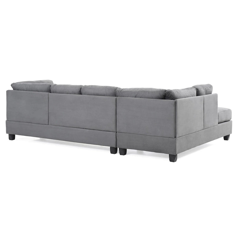 111 in. Suede 4-Seater Sectional Sofa with 2 Throw Pillows