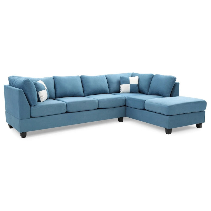111 in. Suede 4-Seater Sectional Sofa with 2 Throw Pillows