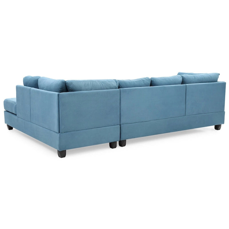 111 in. Suede 4-Seater Sectional Sofa with 2 Throw Pillows