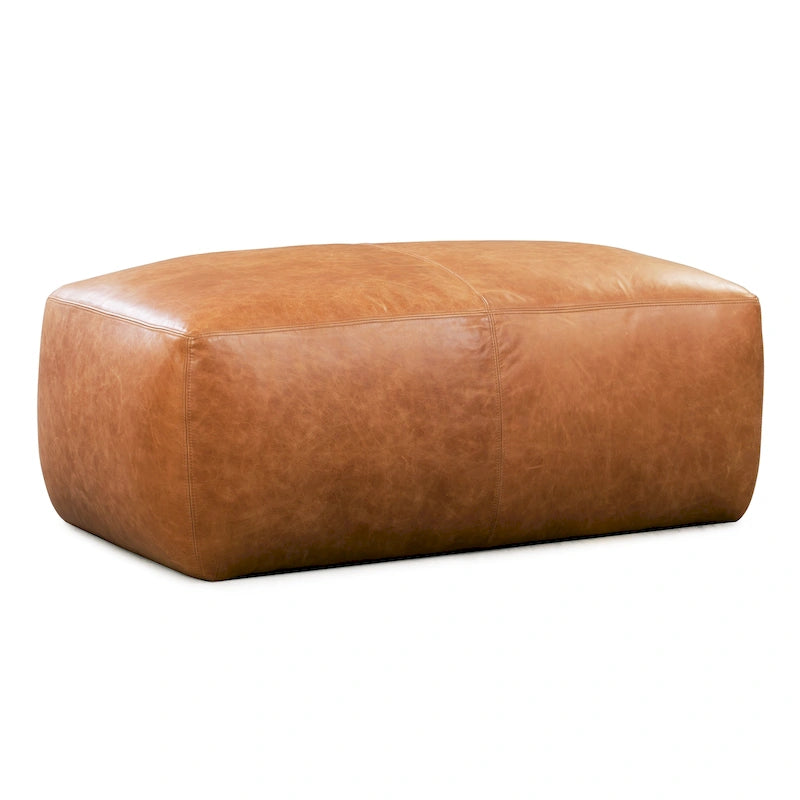 Leather Ottoman - Full Grain Genuine Italian Leather