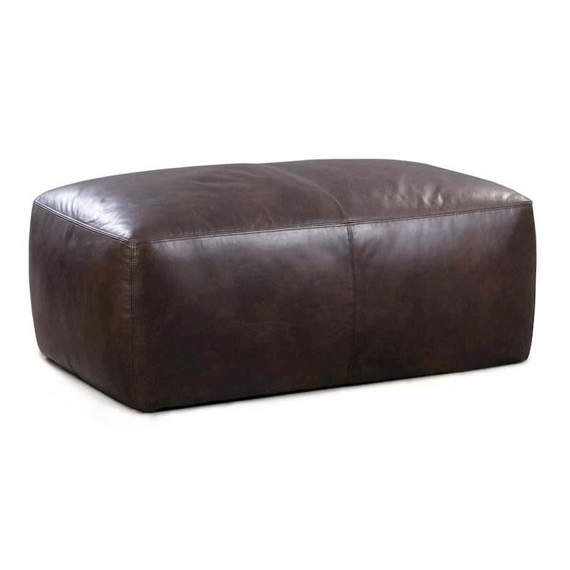 Leather Ottoman - Full Grain Genuine Italian Leather