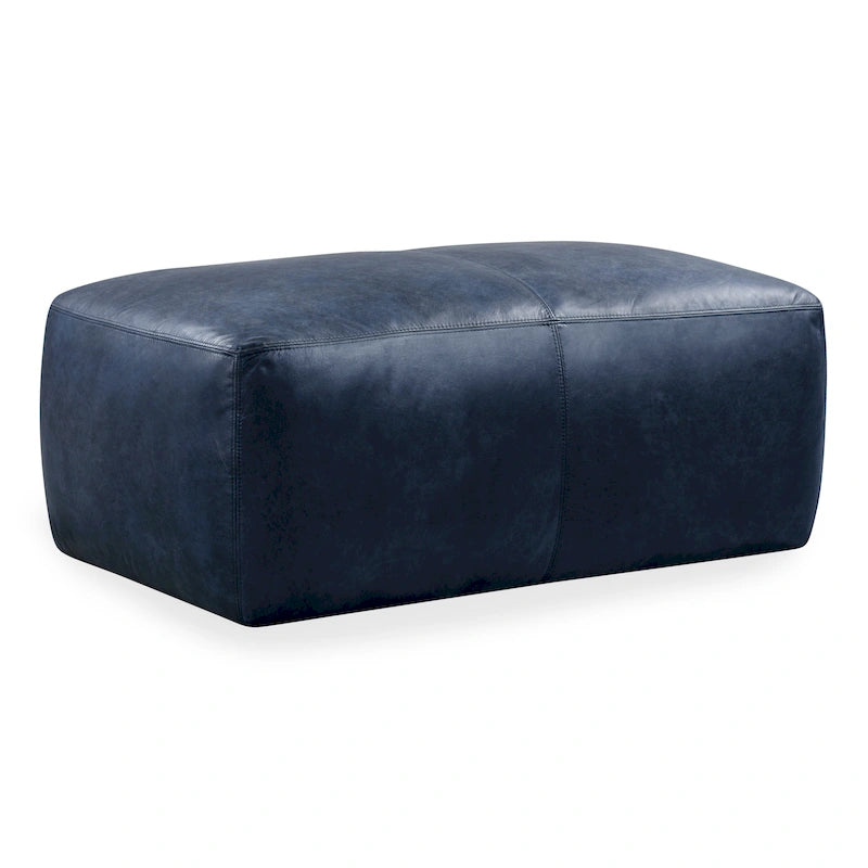 Leather Ottoman - Full Grain Genuine Italian Leather
