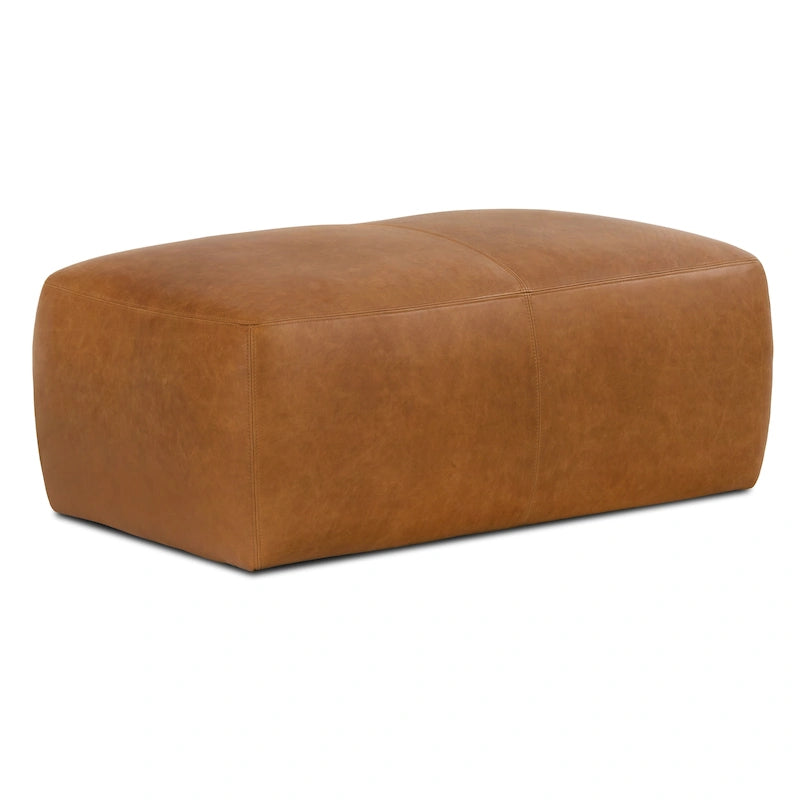 Leather Ottoman - Full Grain Genuine Italian Leather