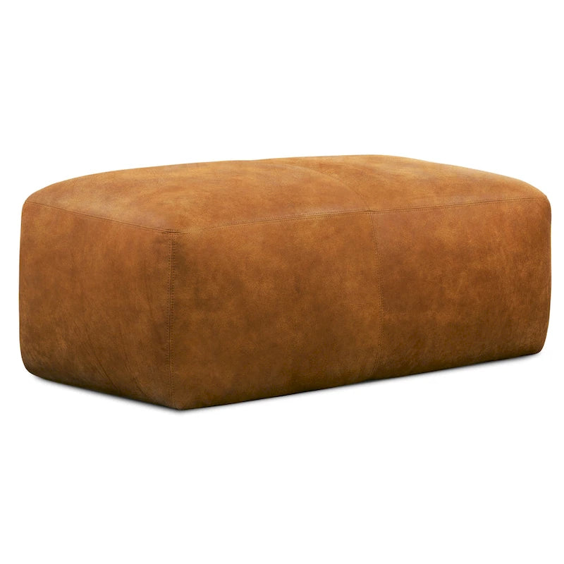 Leather Ottoman - Full Grain Genuine Italian Leather