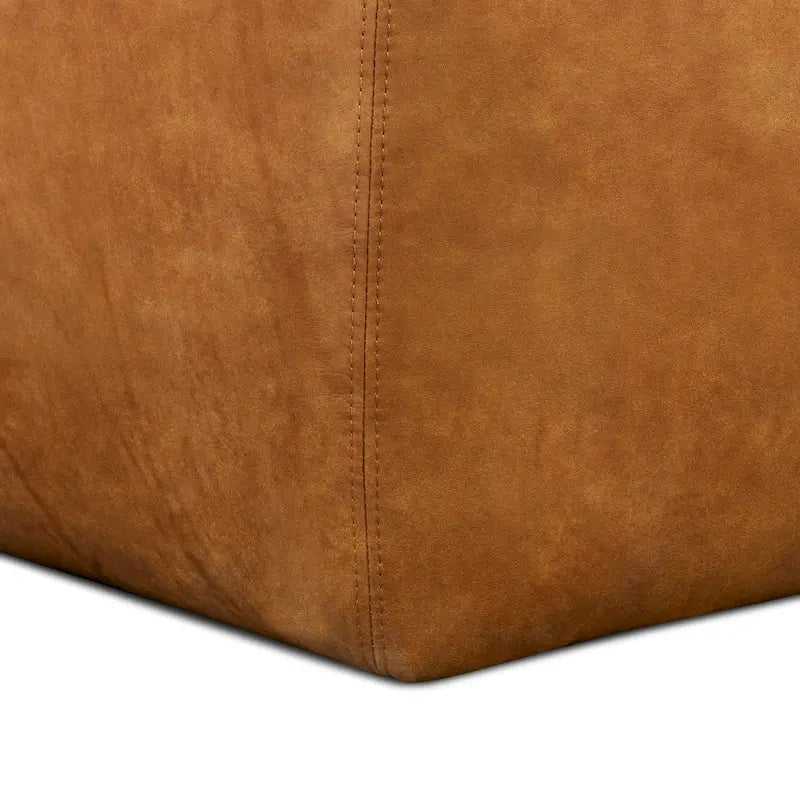 Leather Ottoman - Full Grain Genuine Italian Leather