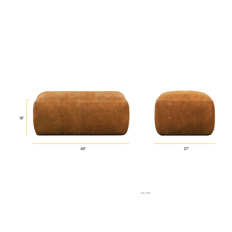 Leather Ottoman - Full Grain Genuine Italian Leather