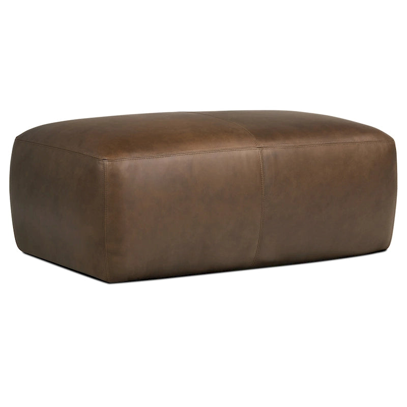 Leather Ottoman - Full Grain Genuine Italian Leather