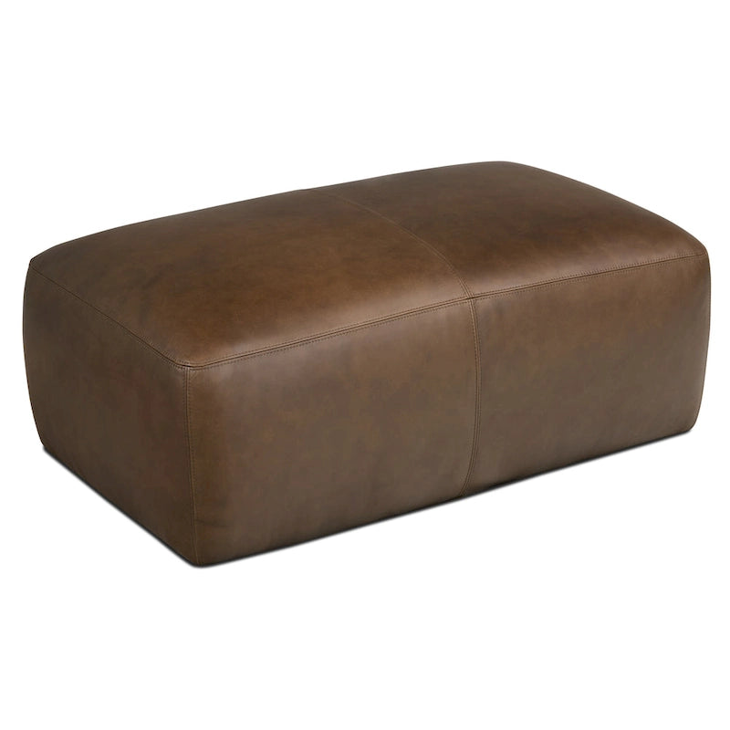Leather Ottoman - Full Grain Genuine Italian Leather