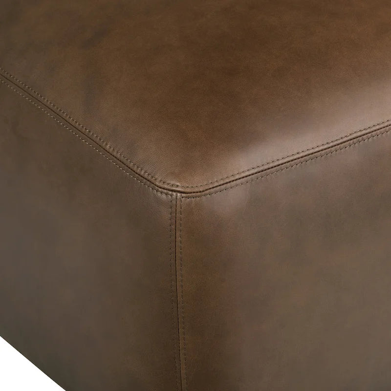 Leather Ottoman - Full Grain Genuine Italian Leather