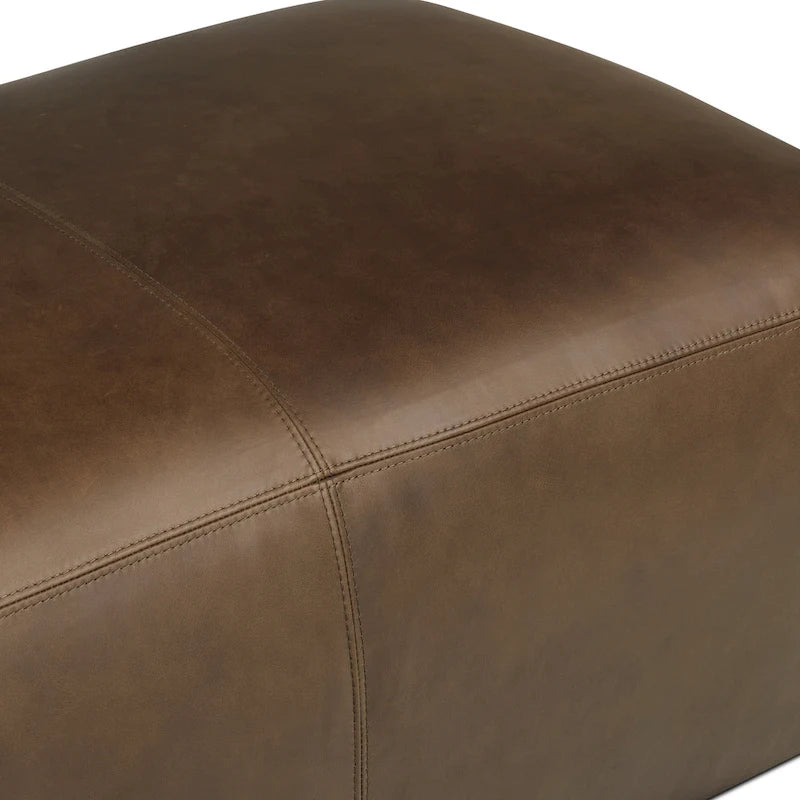Leather Ottoman - Full Grain Genuine Italian Leather