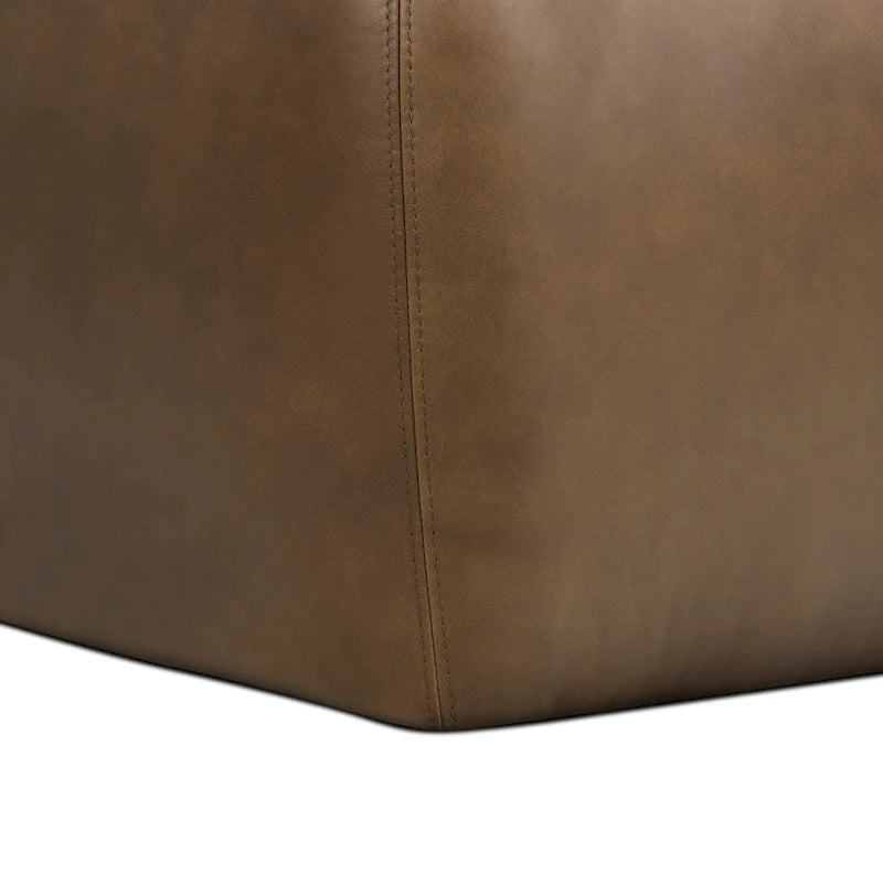 Leather Ottoman - Full Grain Genuine Italian Leather