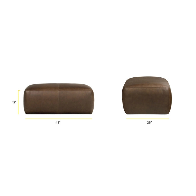 Leather Ottoman - Full Grain Genuine Italian Leather