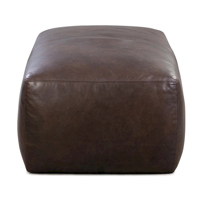 Leather Ottoman - Full Grain Genuine Italian Leather