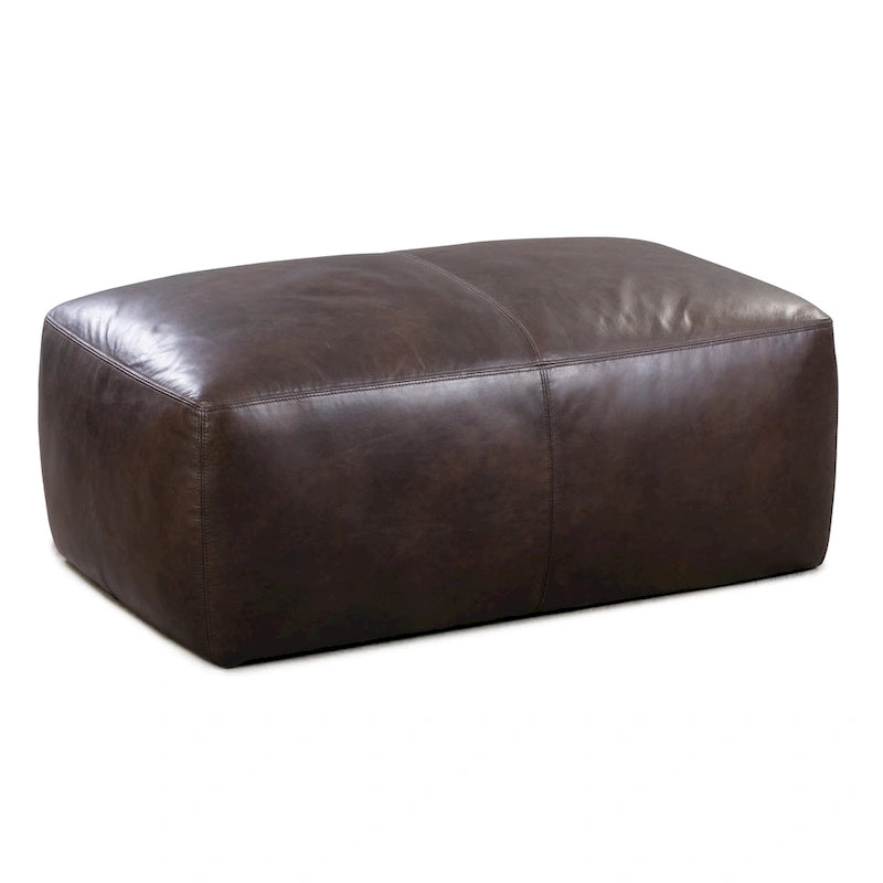 Leather Ottoman - Full Grain Genuine Italian Leather