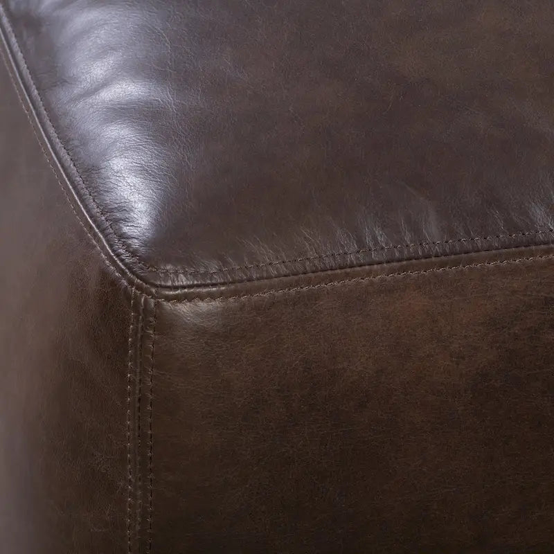 Leather Ottoman - Full Grain Genuine Italian Leather