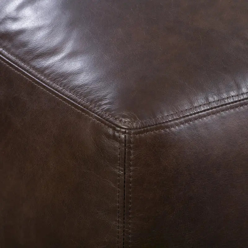 Leather Ottoman - Full Grain Genuine Italian Leather
