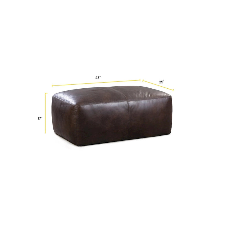 Leather Ottoman - Full Grain Genuine Italian Leather