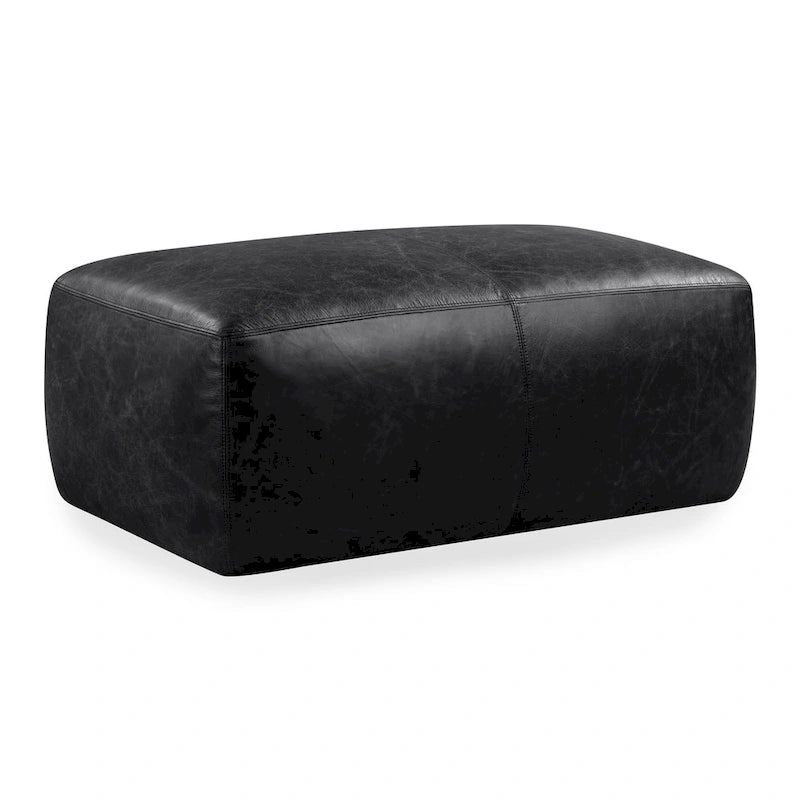 Leather Ottoman - Full Grain Genuine Italian Leather
