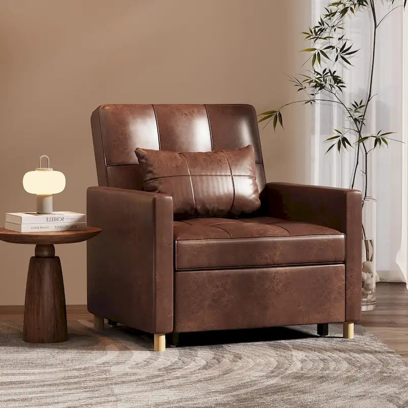 3 in 1 Sleeper Sofa Chair with Pillow & Convertible Backrest