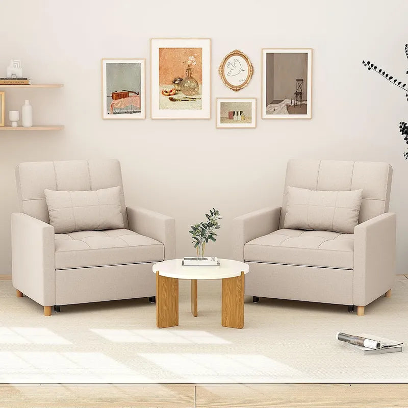 3 in 1 Sleeper Sofa Chair with Pillow & Convertible Backrest