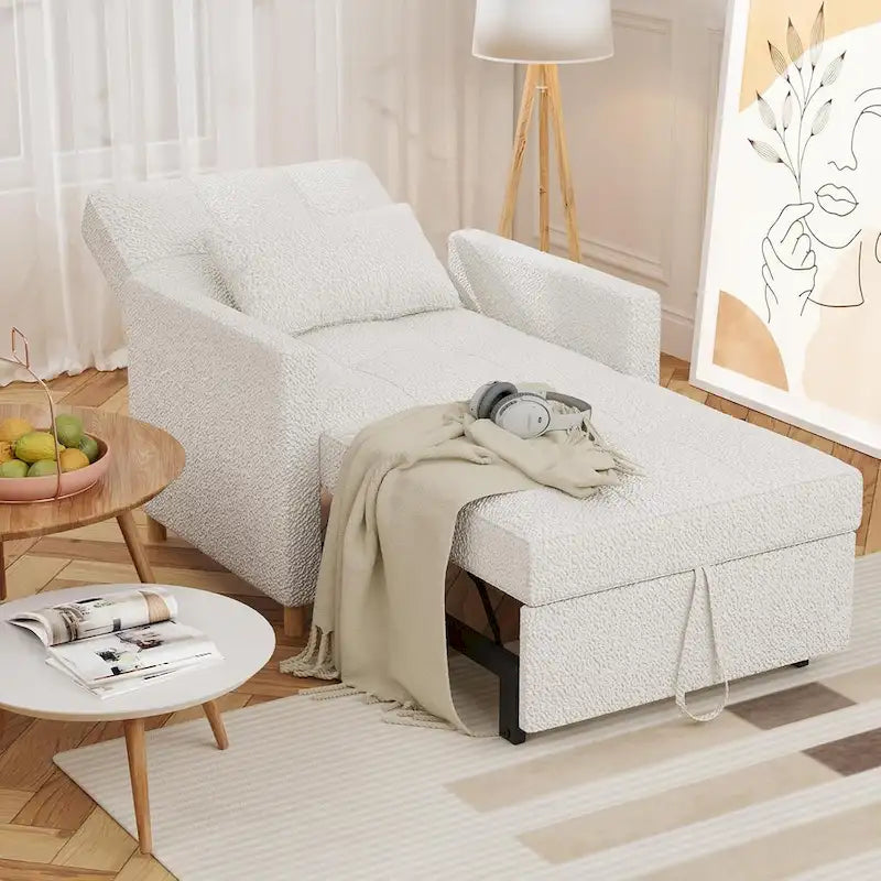 3 in 1 Sleeper Sofa Chair with Pillow & Convertible Backrest